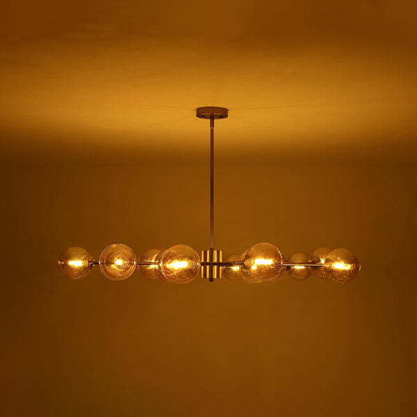 Chandelierias - Eclectic Modern 15 - Light Amber Glass Vortex Branch Chandelier - Chandeliers - Brass -