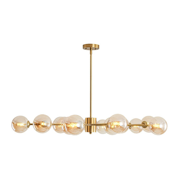 Chandelierias - Eclectic Modern 15 - Light Amber Glass Vortex Branch Chandelier - Chandeliers - Brass -