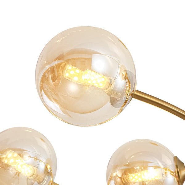 Chandelierias - Eclectic Modern 15 - Light Amber Glass Vortex Branch Chandelier - Chandeliers - Brass -