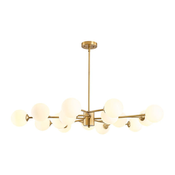Chandelierias - Eclectic Modern 15 - Light Frosted White Glass Vortex Branch Chandelier - Chandeliers - Brass -