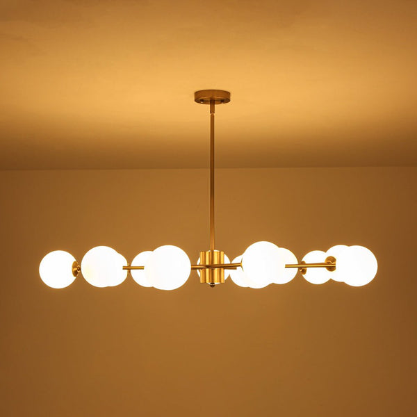 Chandelierias - Eclectic Modern 15 - Light Frosted White Glass Vortex Branch Chandelier - Chandeliers - Brass -