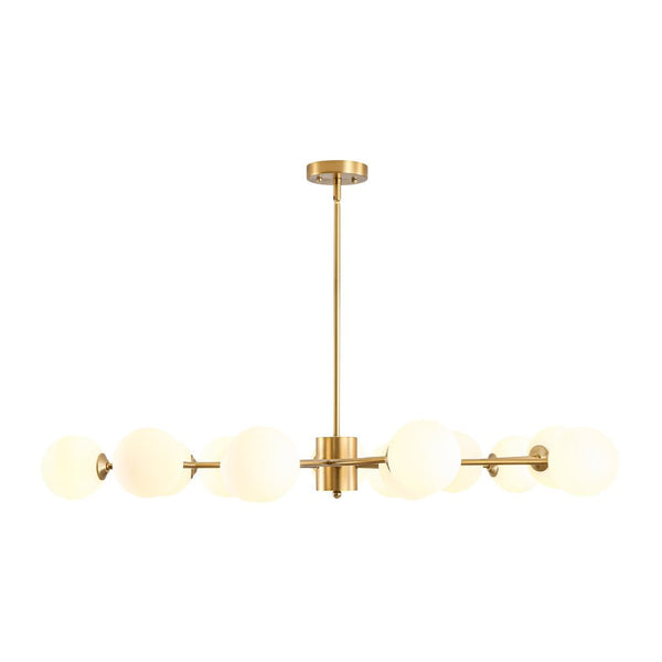 Chandelierias - Eclectic Modern 15 - Light Frosted White Glass Vortex Branch Chandelier - Chandeliers - Brass -