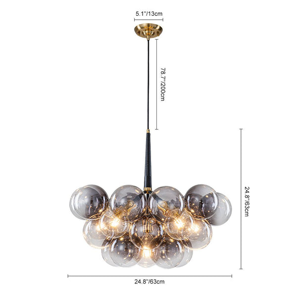 Chandelierias - Eclectic Modern Bubble 6 - Light Cluster Gradient Glass Chandelier - Chandeliers - Black & Gray Bubbles -