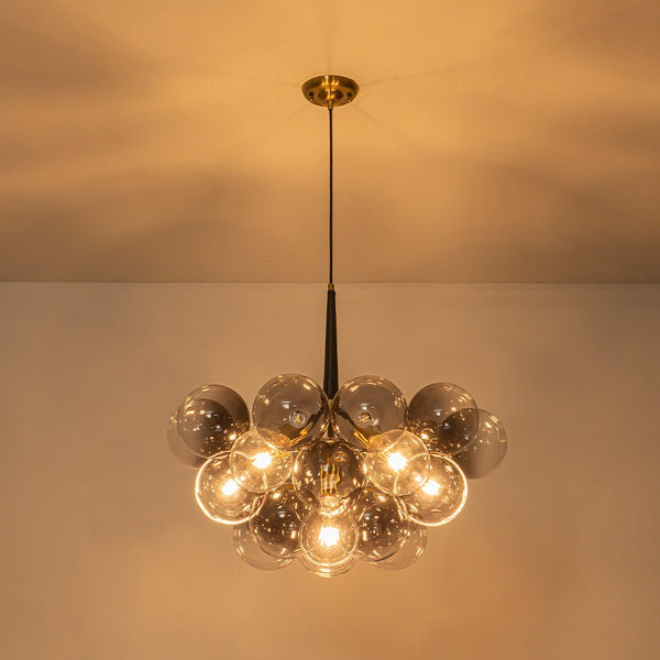 Chandelierias - Eclectic Modern Bubble 6 - Light Cluster Gradient Glass Chandelier - Chandeliers - Black & Gray Bubbles -