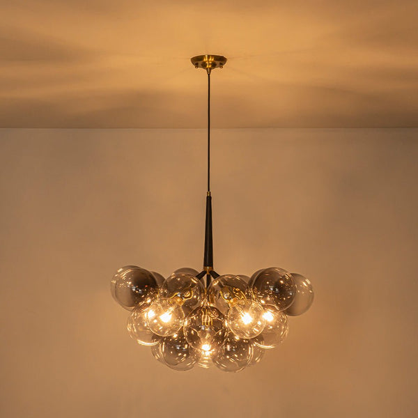 Chandelierias - Eclectic Modern Bubble 6 - Light Cluster Gradient Glass Chandelier - Chandeliers - Black & Gray Bubbles -