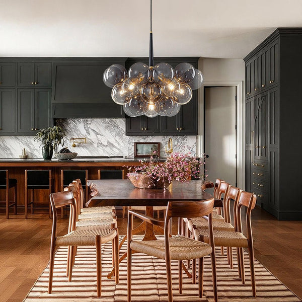 Chandelierias - Eclectic Modern Bubble 6 - Light Cluster Gradient Glass Chandelier - Chandeliers - Black & Gray Bubbles -