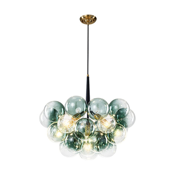 Chandelierias - Eclectic Modern Bubble 6 - Light Cluster Gradient Glass Chandelier - Chandeliers - Black & Green Bubble -
