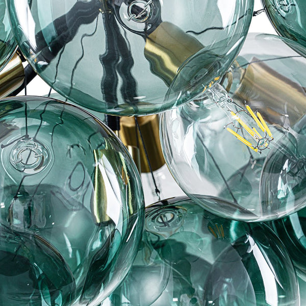 Chandelierias - Eclectic Modern Bubble 6 - Light Cluster Gradient Glass Chandelier - Chandeliers - Black & Green Bubble -