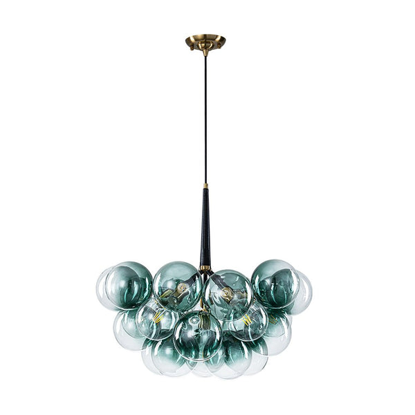 Chandelierias - Eclectic Modern Bubble 6 - Light Cluster Gradient Glass Chandelier - Chandeliers - Black & Green Bubble -