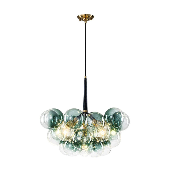 Chandelierias - Eclectic Modern Bubble 6 - Light Cluster Gradient Glass Chandelier - Chandeliers - Black & Green Bubble -