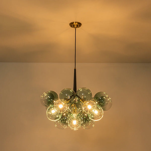 Chandelierias - Eclectic Modern Bubble 6 - Light Cluster Gradient Glass Chandelier - Chandeliers - Black & Green Bubble -