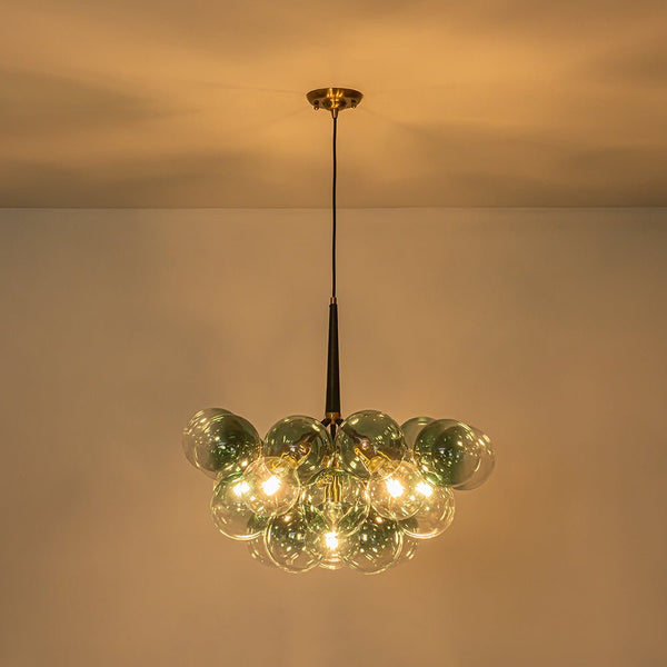 Chandelierias - Eclectic Modern Bubble 6 - Light Cluster Gradient Glass Chandelier - Chandeliers - Black & Green Bubble -