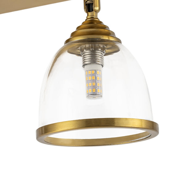 Chandelierias-Farmhouse 4-Light Cloche Dome Glass Spotlight Semi-flush Mount-Semi Flush-Brushed Brass-