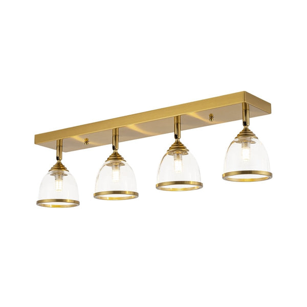 Chandelierias-Farmhouse 4-Light Cloche Dome Glass Spotlight Semi-flush Mount-Semi Flush-Brushed Brass-