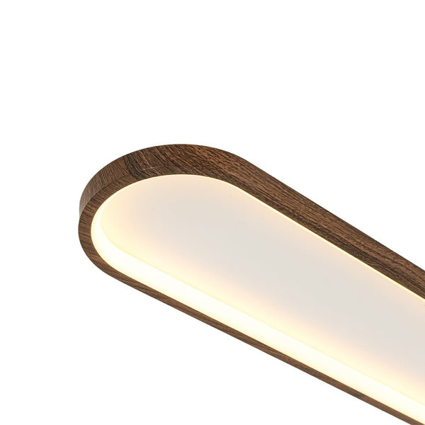 Chandelierias - Faux Walnut Finish Modern Oblong Dimmable LED Semi - flush Mount - Semi Flush - Walnut -