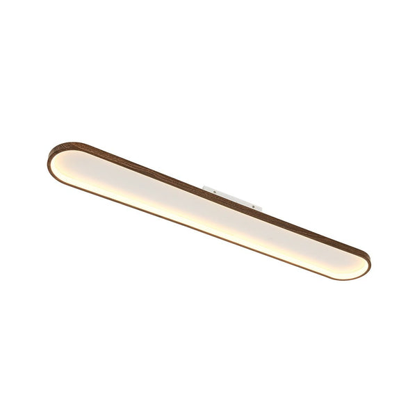 Chandelierias - Faux Walnut Finish Modern Oblong Dimmable LED Semi - flush Mount - Semi Flush - Walnut -