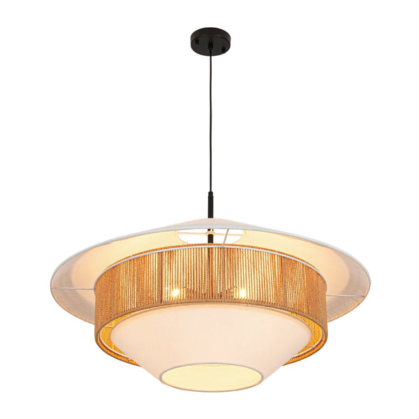 Chandelierias - Flying Saucer 4 - Light Hemp Rope Accents Fabric Pendant - Pendants - Black -