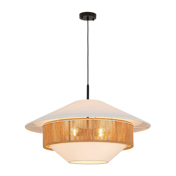 Chandelierias - Flying Saucer 4 - Light Hemp Rope Accents Fabric Pendant - Pendants - Black -