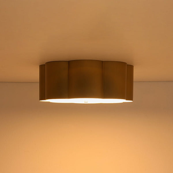 Chandelierias - French Chic Scalloped Blossom Flower Drum Dimmable LED Flush Mount - Chandeliers - Brass -