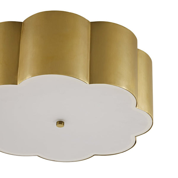 Chandelierias - French Chic Scalloped Blossom Flower Drum Dimmable LED Flush Mount - Chandeliers - Brass -