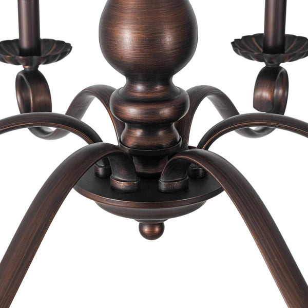 Chandelierias-French Country 6-Light Rubbed Bronze Candle-style Semi-flush Chandelier-Chandeliers-Oil-rubbed Bronze-