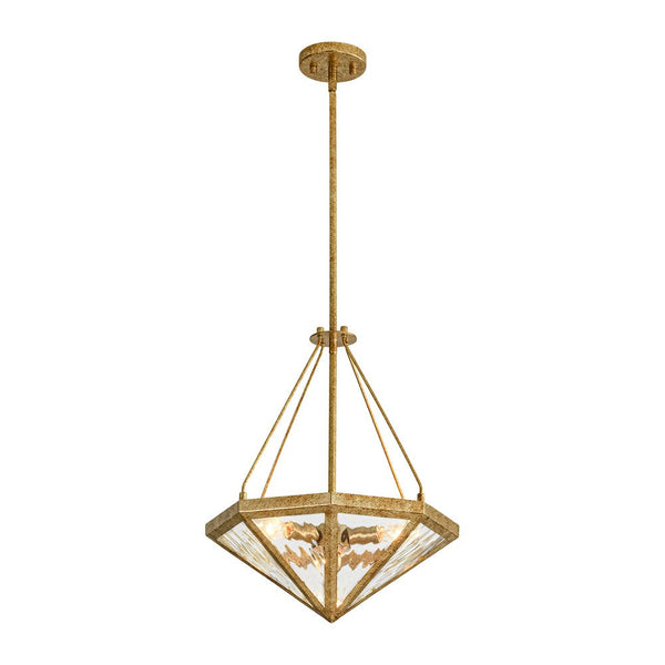 Chandelierias-French Rusty Gold Ripple Glass Pyramid Chandelier-Chandeliers-6-Light-