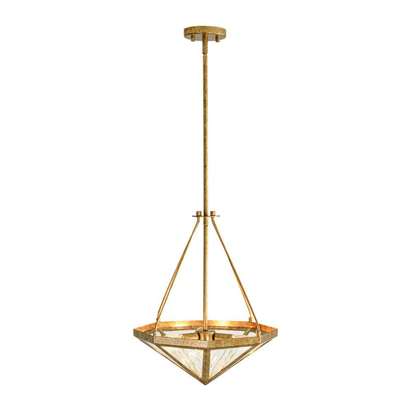 Chandelierias-French Rusty Gold Ripple Glass Pyramid Chandelier-Chandeliers-6-Light-
