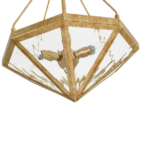Chandelierias-French Rusty Gold Ripple Glass Pyramid Chandelier-Chandeliers-6-Light-