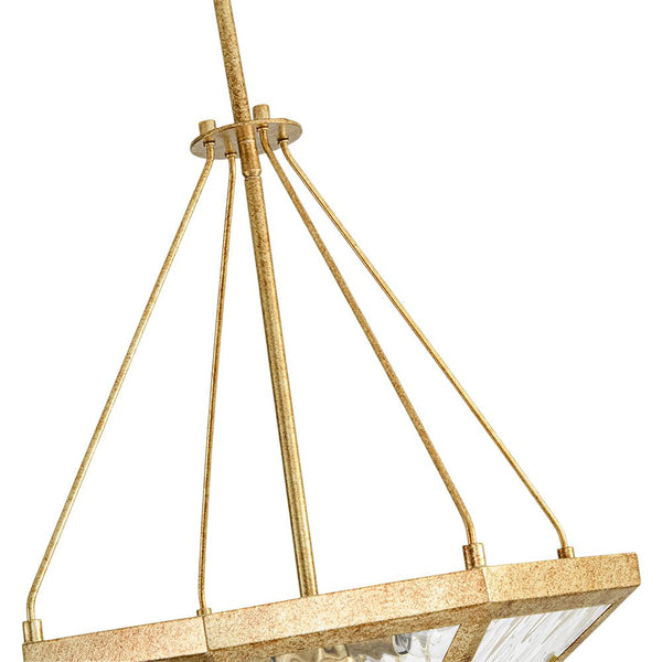 Chandelierias-French Rusty Gold Ripple Glass Pyramid Chandelier-Chandeliers-6-Light-