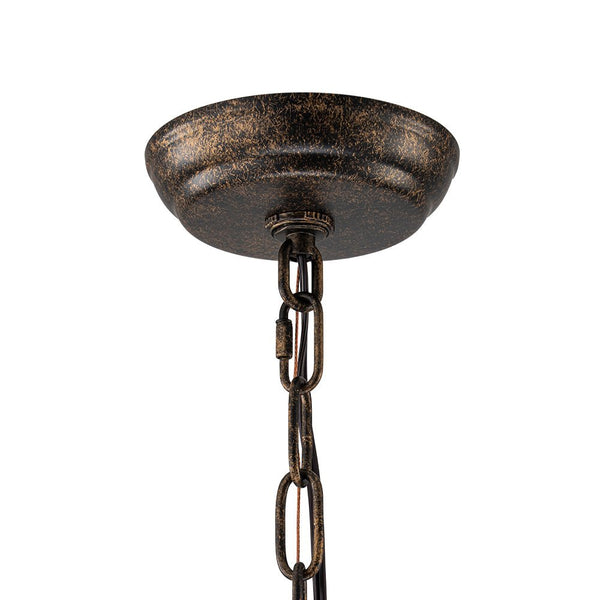 Chandelierias - French Vintage Mottled Bronze Square 4 - Light Crystal Pendant Chandelier - Chandelier - Dark Bronze -