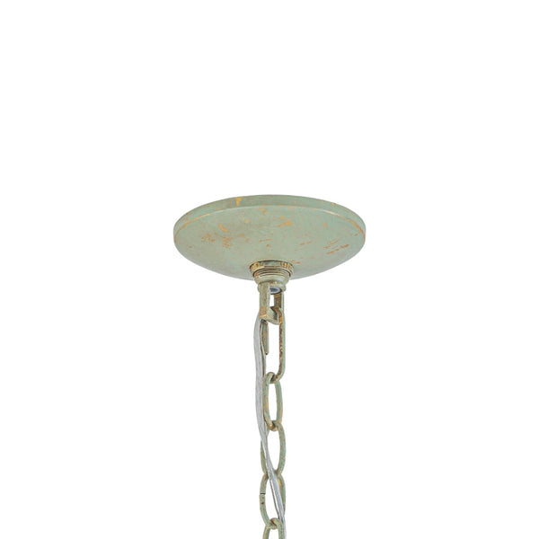 Chandelierias-Georgian Sage Green 4-Light Distressed Wood Cupola Lantern Pendant-Chandeliers-Distressed Sage-