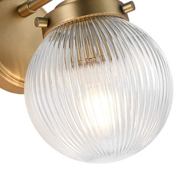 Chandelierias - Glam 1 - Light Ribbed Glass Dew Single Wall Sconce - Chandelier - Brushed Brass -
