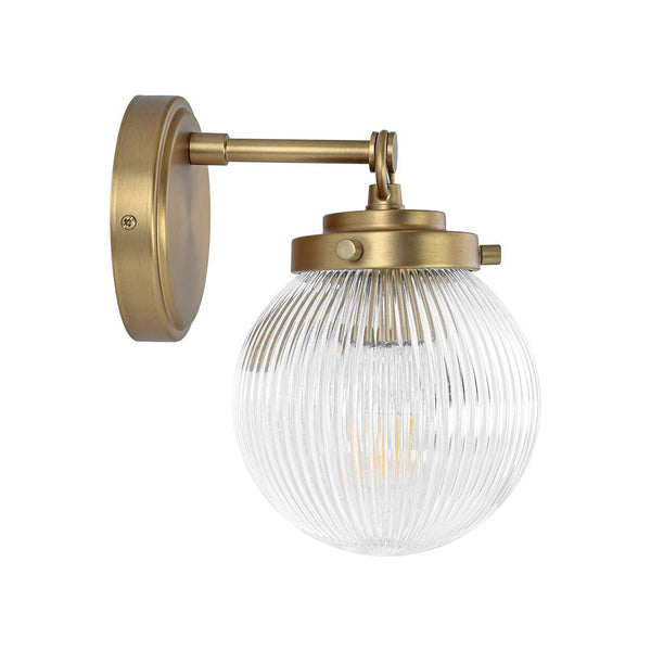 Chandelierias - Glam 1 - Light Ribbed Glass Dew Single Wall Sconce - Chandelier - Brushed Brass -
