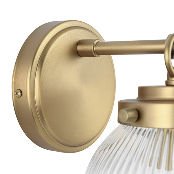 Chandelierias - Glam 1 - Light Ribbed Glass Dew Single Wall Sconce - Chandelier - Brushed Brass -