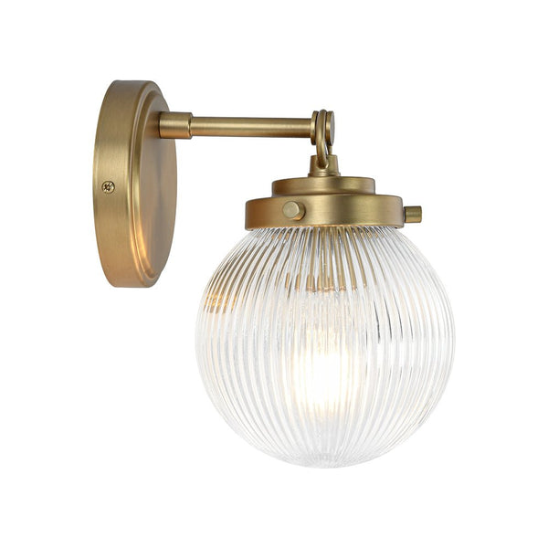 Chandelierias - Glam 1 - Light Ribbed Glass Dew Single Wall Sconce - Chandelier - Brushed Brass -