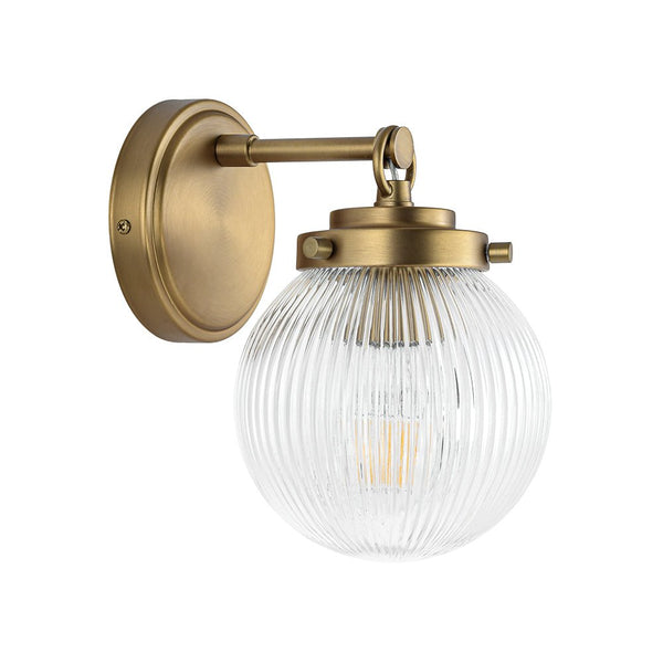 Chandelierias - Glam 1 - Light Ribbed Glass Dew Single Wall Sconce - Chandelier - Brushed Brass -