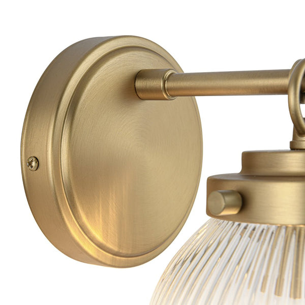 Chandelierias - Glam 1 - Light Ribbed Glass Dew Single Wall Sconce - Chandelier - Brushed Brass -