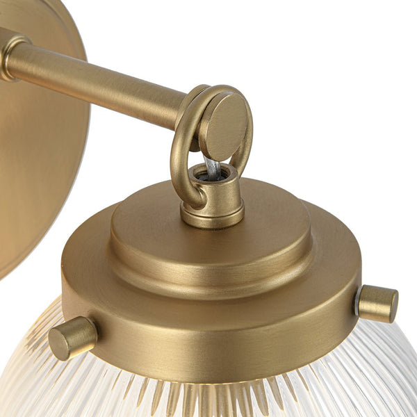 Chandelierias - Glam 1 - Light Ribbed Glass Dew Single Wall Sconce - Chandelier - Brushed Brass -