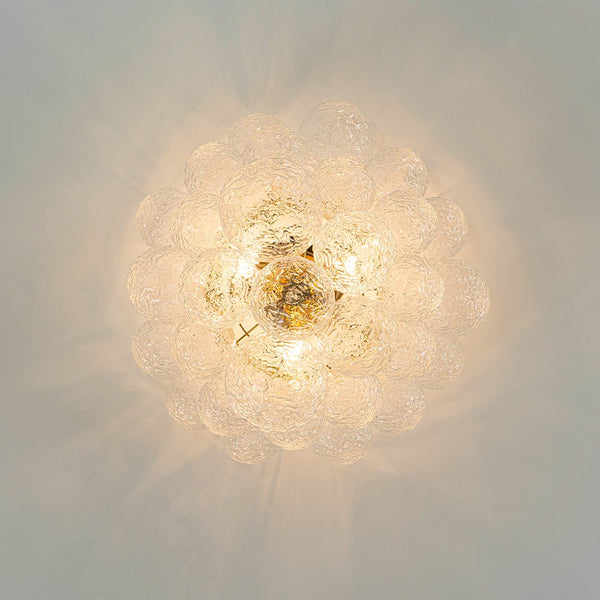 Chandelierias - Glam 3 - Light Water Patterned Glass Semi - Flush Bubble Chandelier - Chandelier - Brass -