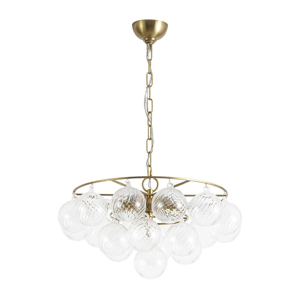 Chandelierias - Glam 6 - Light Water Pattern Swirled Glass Bubble Chandelier - Chandeliers - Brass -