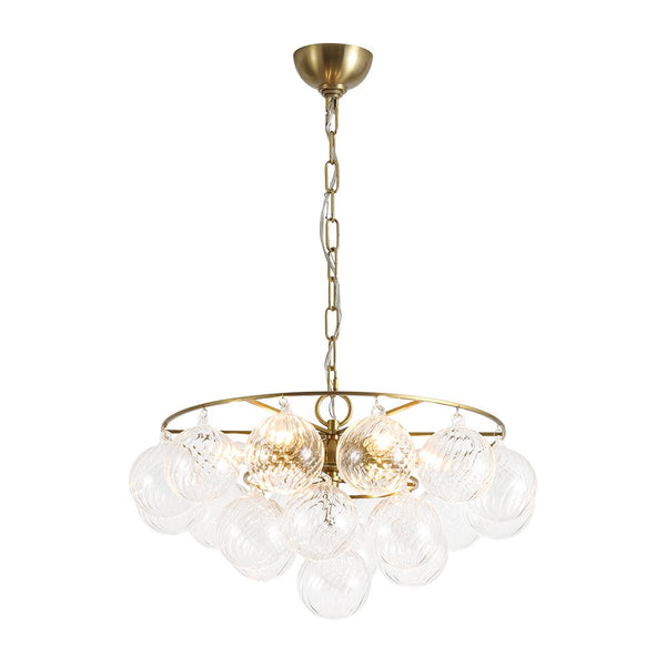 Chandelierias - Glam 6 - Light Water Pattern Swirled Glass Bubble Chandelier - Chandeliers - Brass -