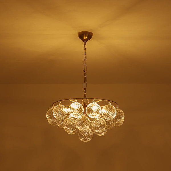 Chandelierias - Glam 6 - Light Water Pattern Swirled Glass Bubble Chandelier - Chandeliers - Brass -