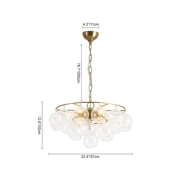Chandelierias - Glam 6 - Light Water Pattern Swirled Glass Bubble Chandelier - Chandeliers - Brass -