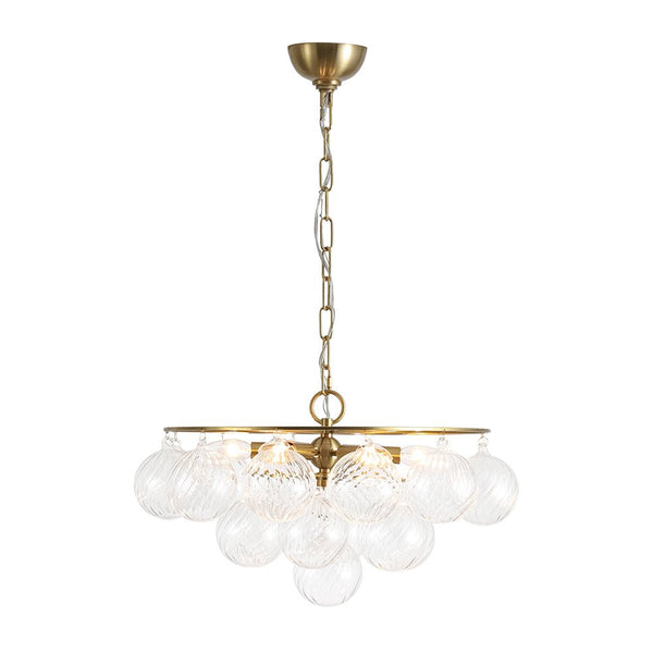 Chandelierias - Glam 6 - Light Water Pattern Swirled Glass Bubble Chandelier - Chandeliers - Brass -