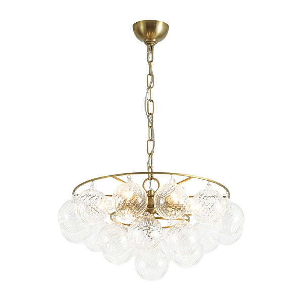 Chandelierias - Glam 6 - Light Water Pattern Swirled Glass Bubble Chandelier - Chandeliers - Brass -