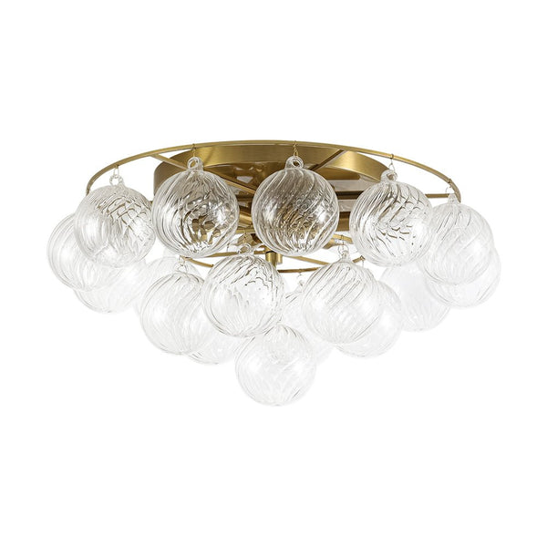 Chandelierias - Glam 6 - Light Water Pattern Swirled Glass Bubble Semi - flush Mount - Semi Flush - Brass -
