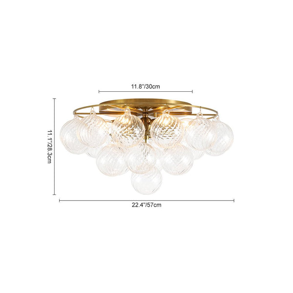Chandelierias - Glam 6 - Light Water Pattern Swirled Glass Bubble Semi - flush Mount - Semi Flush - Brass -