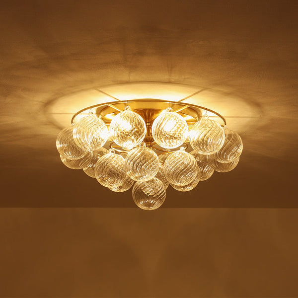 Chandelierias - Glam 6 - Light Water Pattern Swirled Glass Bubble Semi - flush Mount - Semi Flush - Brass -