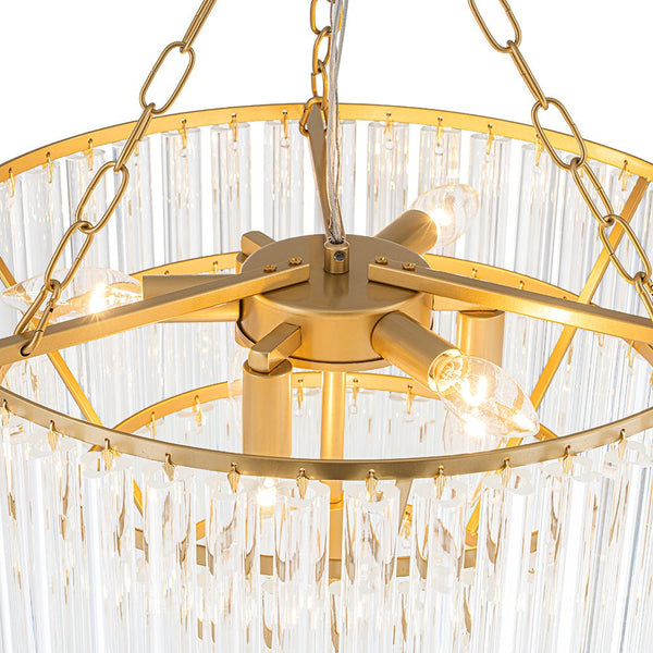 Chandelierias - Glam 7 - Light Sculptural Angled - Cut Glass Cascading Tiered Chandelier - Chandeliers - Brass -
