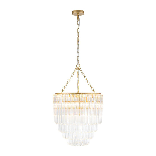 Chandelierias - Glam 7 - Light Sculptural Angled - Cut Glass Cascading Tiered Chandelier - Chandeliers - Brass -